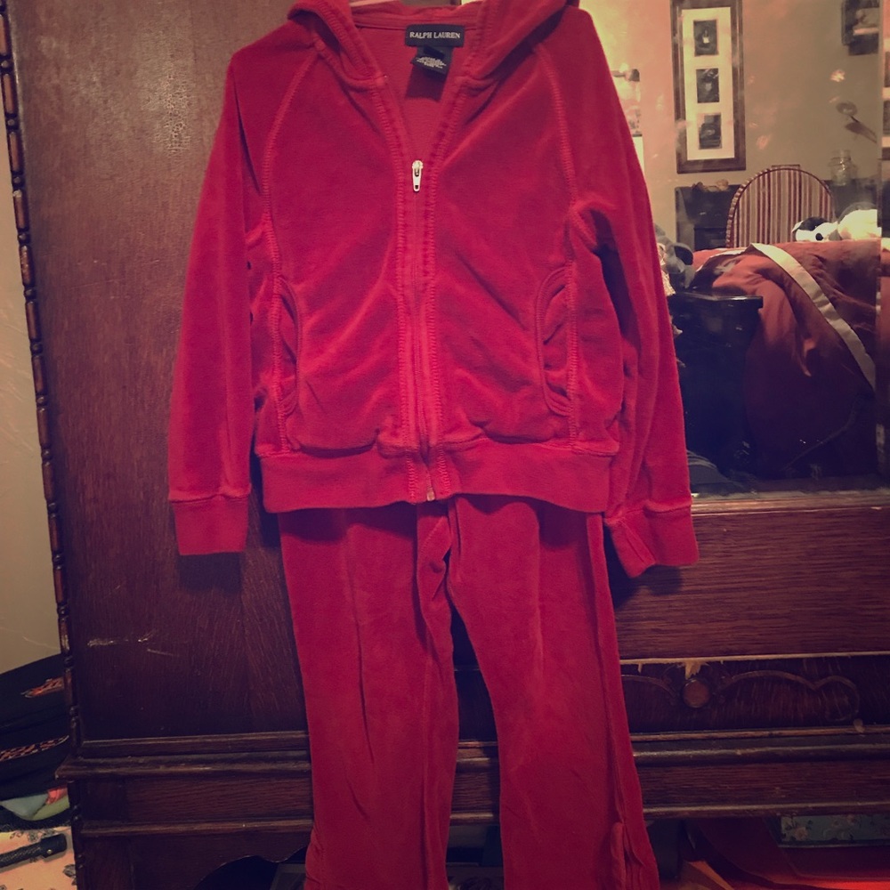 Red 4t Ralph Lauren Zipper Hoodie/Pant Set